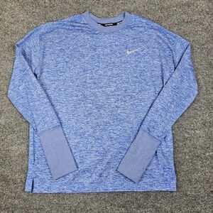 Nike Running Element Shirt Womens M Dri-Fit Long Sleeve Blue Crew Neck Stretch